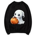 thumbnail image 4 of CLOISE Halloween Women Sweatshirt Funny Ghost Print Pullover Sweatshirts Fall Long Sleeve Round Neck Hoodies Shirts Soft Tees Festival Gift Clothes Black L Spooky, 4 of 5