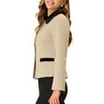 thumbnail image 4 of INSPIRE CHIC Women's Contrast Turn Down Collar Pocket Single Breasted Winter Peacoat XS Camel, 4 of 6
