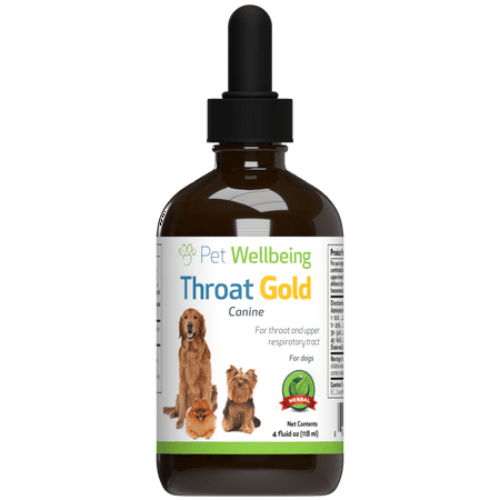 UPC: 0661822001141 | Pet Wellbeing – Throat Gold for Dogs – Natural Herbal Cough  Throat and Respiratory Support for Canines – 4oz (118ml)