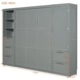 thumbnail image 3 of Harper & Bright Designs Queen Size Murphy Bed Wall Bed with 2 Side Closet, Drawers and Shelves, Cabinet Bed Folding Wall Bed for Guest Room Bedroom Office, Gray, 3 of 16