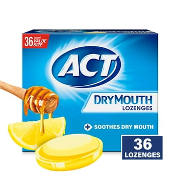 ACT Dry Mouth Lozenges with Xylitol, Sugar Free Honey-Lemon, 36 Lozenges