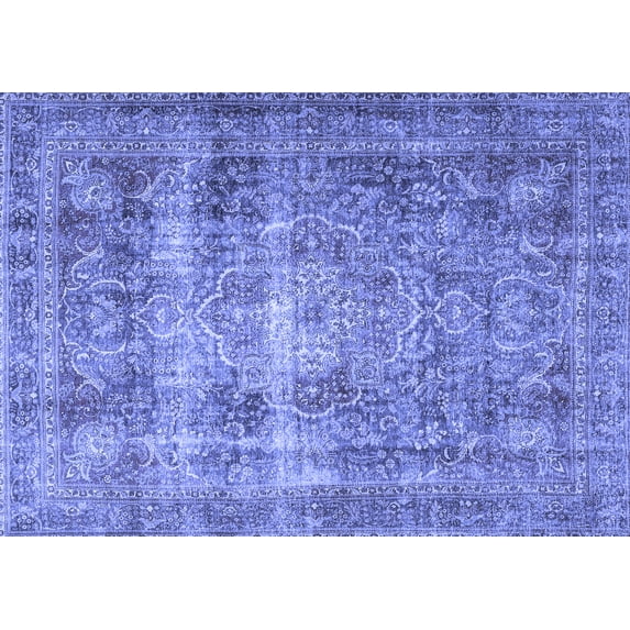 Ahgly Company Indoor Rectangle Medallion Blue Traditional Area Rugs, 8' x 10'