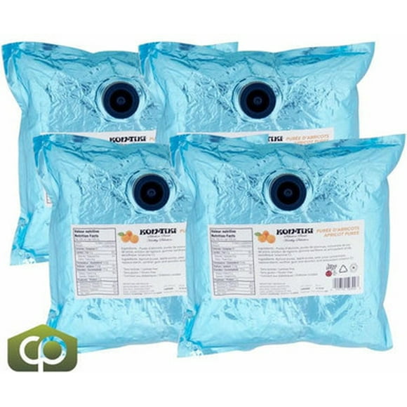 Kontiki Purée d'Abricot, 3 L/100 oz, (4/caisse) - Purée Lisse et Savoureuse en Sachet, Riche en Fibres