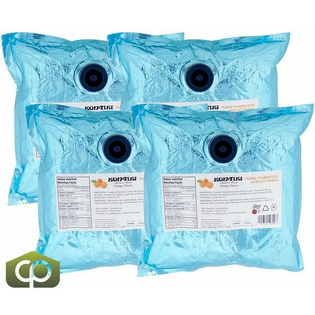 Kontiki Purée d'Abricot, 3 L/100 oz, (4/caisse) - Purée Lisse et Savoureuse en Sachet, Riche en Fibres