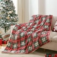 thumbnail image 6 of Throw Blanket Christmas Blankets with Green Red Buffalo Plaid - Reversible Sherpa Fleece Soft Checkered Blanket - Throw Blanket for Couch Cozy Lightweight Blankets for Bed, 50x60 Inches, 6 of 6