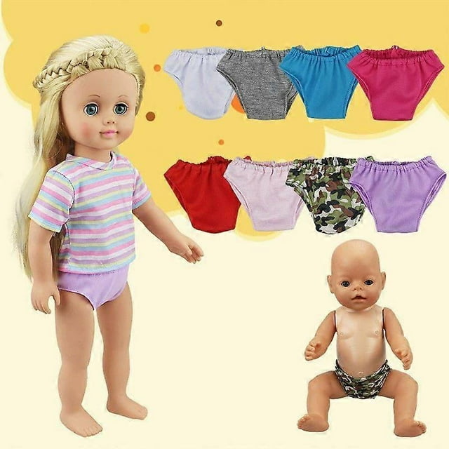6pcs Baby Doll Underwear For Dressing Up Reusable Diapers Cloth Underpants Miniature Dollhouse Accessories For 18 Inch American Doll Clothes