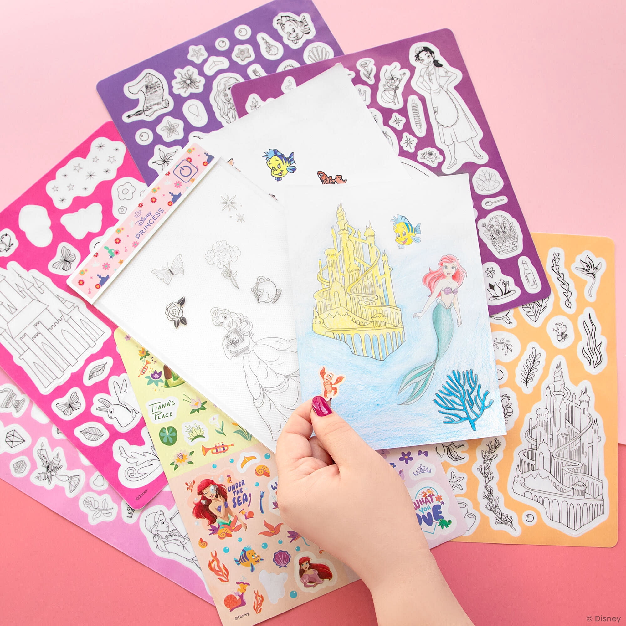 Fashion Angels: Light Up Sketch Pad - Disney Princess Royal Scenes - Design Art Kit, Illuminated Tracing Pad, Reusable Clings, Sticker Sheet, Kids 8+