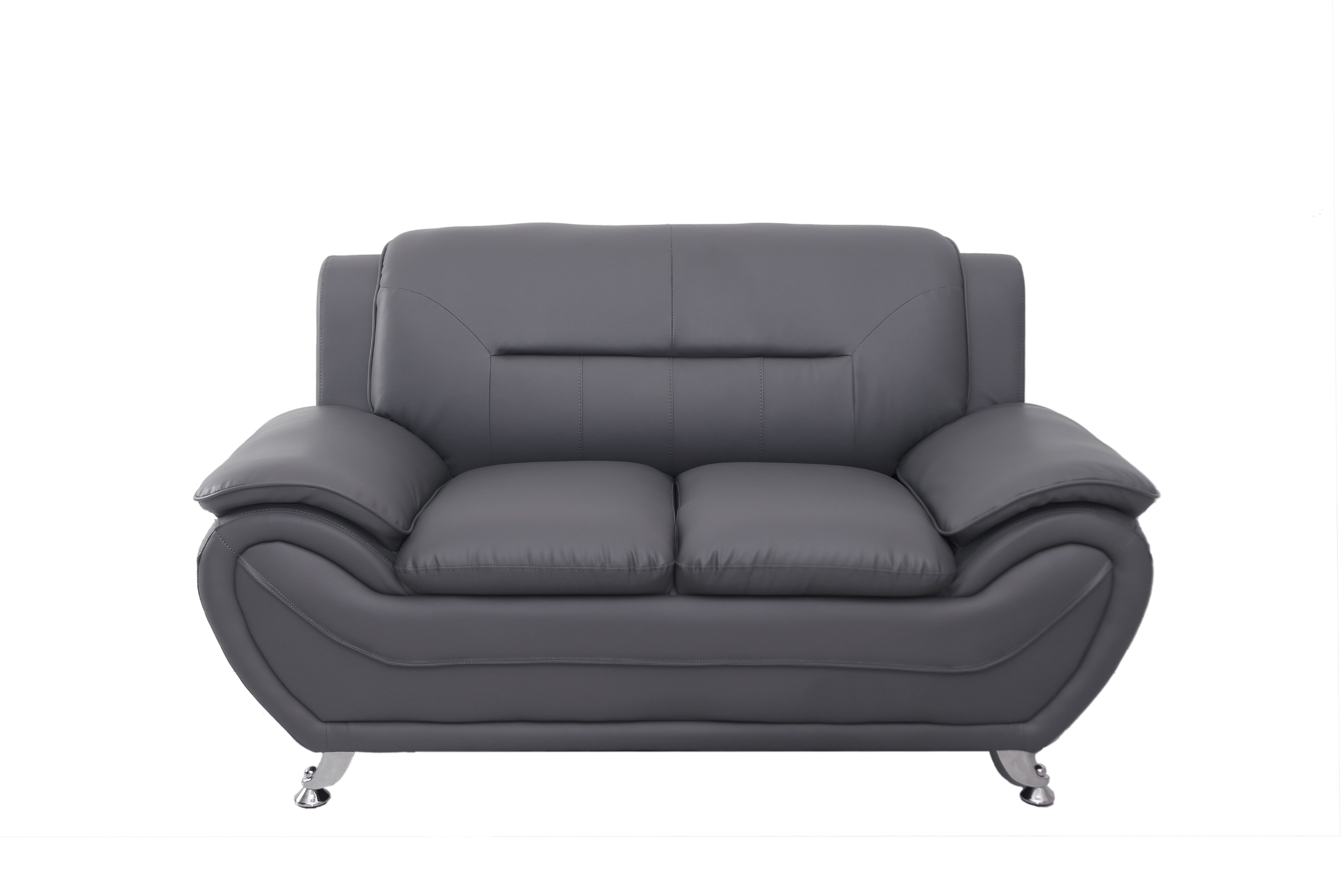 Uspridefurniture Sanuel Faux Leather Pillow Top 2Pcs Living Room Sets, Gray