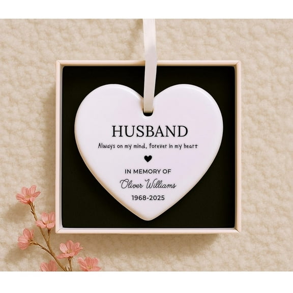 Husband Memorial Ornament, Personalized Remembrance Keepsake, In Loving Memory Ornament, Heartfelt Tribute Décor