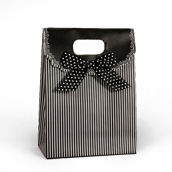 Black Pinstripe Gift Box and Bags Quantity 20 Length 8" Gusset