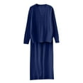 thumbnail image 3 of VBTAPA Sweater Sets for Women 2 Piece Lounge Set Long Sleeve Knit Pullover Tops Wide Leg Pants Dressy Casual Matching Suits Blue Free Size, 3 of 4