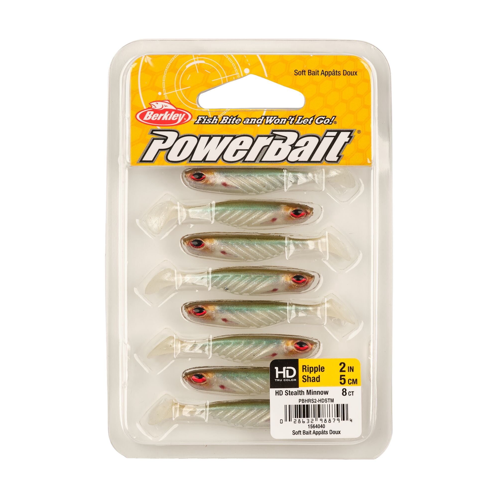 Berkley PowerBait Ripple Shad Fishing Soft Bait, HD Stealth Minnow, 2"