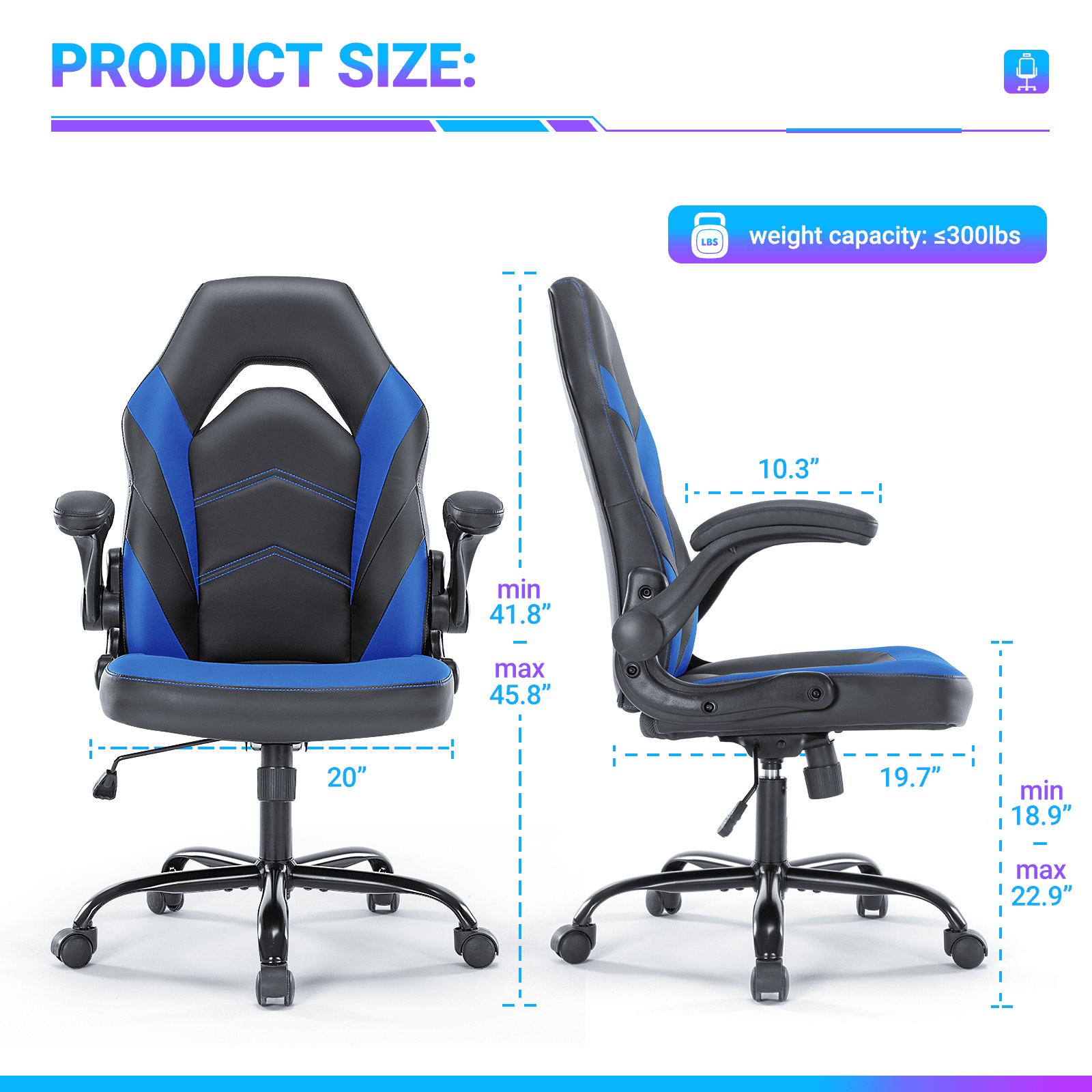 MAYEERTY Video Game Chairs with S-shaped backrest,Gamer Chair for Adults, 300lb Capacity, Racing Style Computer Chair with Ergonomic Lumbar Support, Gaming Chairs for Teens