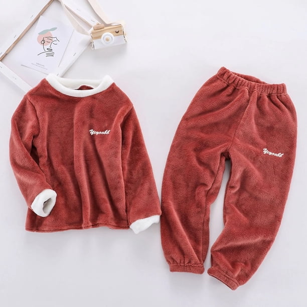 Pijamas de franela gruesa para niños y niñas, conjuntos de ropa de otoño e invierno, para Navidad