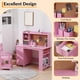 thumbnail image 4 of QinaQin Escritorio infantil con silla, librero, pizarrón de corcho, gabinetes y cajón, mesa de estudio color rosa ideal para niñas y tareas diarias, 4 of 6