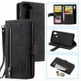 thumbnail image 5 of Dteck 9 Card Slots Wallet Case for Samsung Galaxy S21,Hybrid Magnetic PU Leather Zipper Kicstand Shockproof Rubber Full Protector Cover with Strap, black, 5 of 5