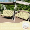thumbnail image 2 of Snubbull Swing Replacement Cushion, Outside Bench Cushion with Backrest, 2-3 Seater Cushion with 6 Ties for Outdoor Furniture, 60 x 40 x 5 inches Porch SwingCushion Garden Bench, Light Yellow, 2 of 7