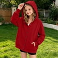 thumbnail image 2 of fatyb Hoodies for Boys Girls Long Sleeve Button down Sweatshirt Kids Plain Hooded Jacket with Pockets, 2 of 7