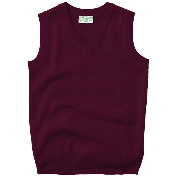 Classroom School Uniform Youth Unisex V- Neck Sweater Vest 56912, S,  Burgundy - Walmart.com - Walmart.com