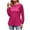 Hot Pink, variant on WREESH Womens Fashion Tunic Tops Loose Casual Solid Color Long Sleeve Round-Neck Blouses & Shirts Pullover Hot Pink
