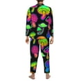thumbnail image 5 of Kll Bright Mushrooms Sleepwear Mens Flannel Pajamas,Long Cotton Pj Set, 5 of 9