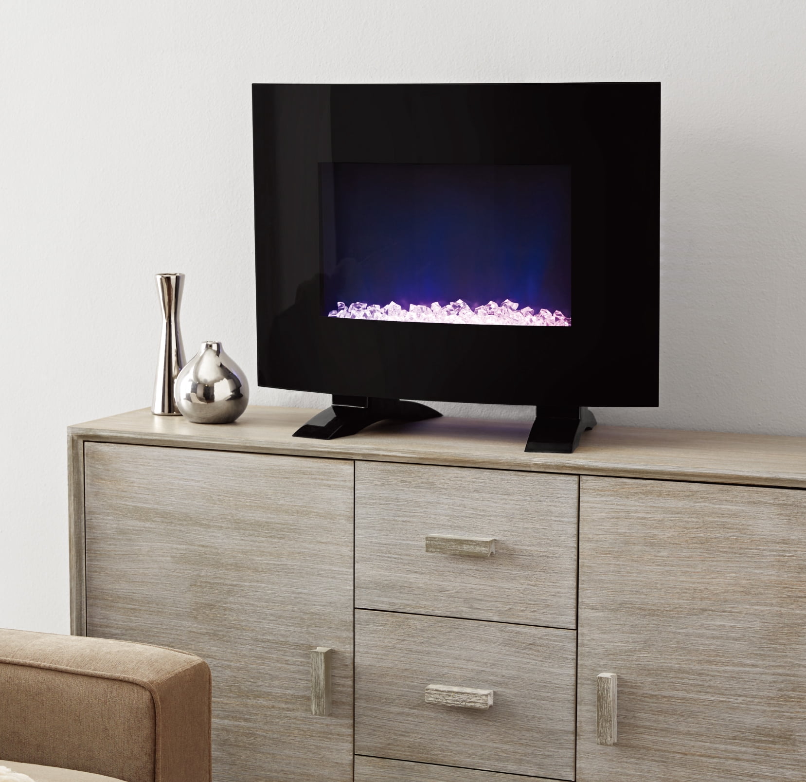 Mainstays 22'' Freestanding or Wall Mounted Fireplace, Black, WFP-22C -  Walmart.com