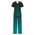 thumbnail image 3 of Homenesgenics Scrubs for Women Set,Nursing Uniforms Set Plus Size,Caregiver Uniform/Carer Uniform,V-neck Scrubs Top with Pockets+Elastic Waist Straight-leg Nursing Breathable Pants Set Green L, 3 of 5