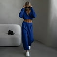 thumbnail image 7 of Women's Cropped Zip Hoodie & Wide Leg Sweatpants Set - Drawstring Hooded Workout Outfit | High Waisted Pocket Pants Casual Streetwear, 7 of 7