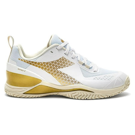 Diadora Women`s Blushield Torneo 2 AG Tennis Shoes White and Gold ( 8 )