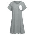 thumbnail image 5 of ShomPort Nursing Nightgown Breastfeeding Short Sleeve Round Neck Solid Color Maternity Sleepwear for Breastfeeding, 5 of 6