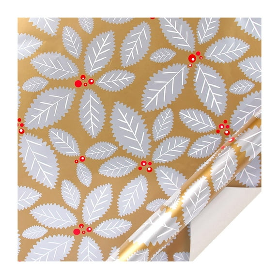 UYUH Christmas Rose Leaf Stripe Wrapping Paper Retro Holiday Gift Wrap (1 Sheet) Vintage Floral Design for Xmas Presents, Book Covers, Party Decor & Festive Crafts