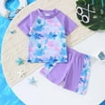 thumbnail image 6 of Piomll Girls Swimsuits Cute Cartoon Floral Print With Short Sleeves Shorts Bathing Suit, 6 of 9