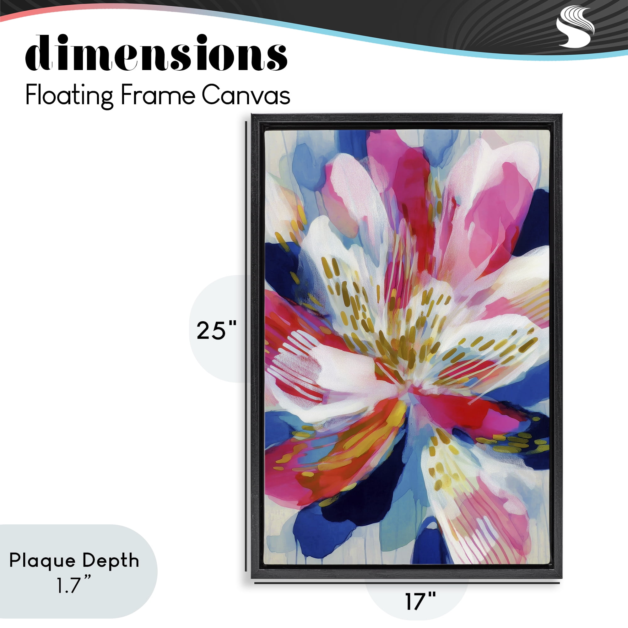 Stupell Industries Lily In Pink & Blue Black Framed Floater Canvas Wall Art, design by Chromatic Storm Studio