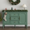 thumbnail image 4 of May in Color Storage Cabinet Set of 2 with 2 Doors & 3 Drawers, Sideboard Cabinet with Adjustable Shelves, Wood Buffet Cabinet with Turned Legs, Ideal for Entryway, Living Room, Dining Room, Green, 4 of 8