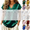 thumbnail image 2 of cocolona Summer Satin Blouse for Women V Neck Short Sleeve Silk Tops Dressy Casual Outfits Solid Color Shirts, 2 of 4