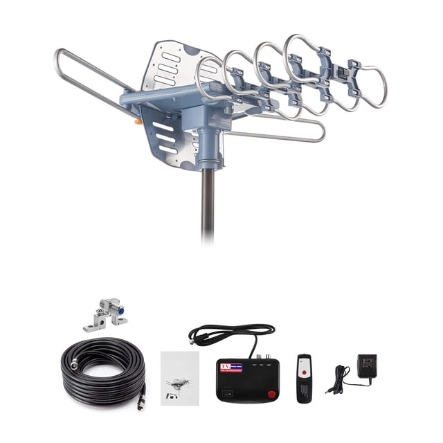 Yeceny - Antena de TV para exteriores, antena de TV HD amplificada digital y cable coaxial RG6 de 60