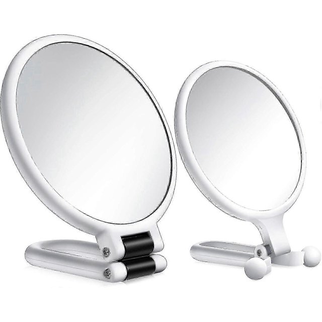 2 Pieces 15x Magnifying Handheld Mirror And 10x Travel Makeup Mirror, Folding Double Sided Pedestal Mirror