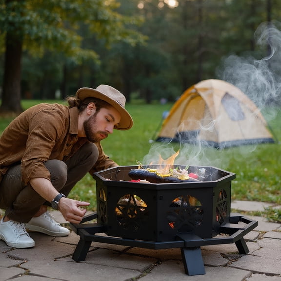 Barara King Fire Pit, Smokeless Fire Pit,43" Outdoor Fire Pit, Fire Pit for Patio, Garden, Backyard