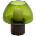 thumbnail image 6 of Northlight Transparent Glass Candle Holder with Wooden Base - 9.75" - Olive Green, 6 of 7