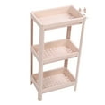 thumbnail image 4 of Bathroom Floor Storage Shelf Multifunctional Multi Layer Stable Durable Freestanding Corner Rack Shelves Beige 3 Layers, 4 of 5