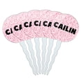 thumbnail image 1 of Cailin Cupcake Picks Toppers - Set of 6 - Pink Speckles, 1 of 1