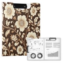 FORMRS A4 Clipboard Folder with Pen Holder Horizontal Foldable School Office Binder, Brown Floral