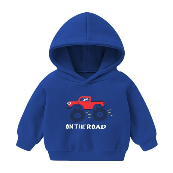 Odeerbi Toddler Boys Girls Fleece Hoodies Printed Pullover Hooded Sweatshirts Fashion Casual Long Sleeve Printing Hooded Sweatshirt Tops Blue