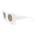 thumbnail image 3 of Womens Retro Mod Thick Plastic Rectangle Round Lens Sunglasses White - Brown, 3 of 4