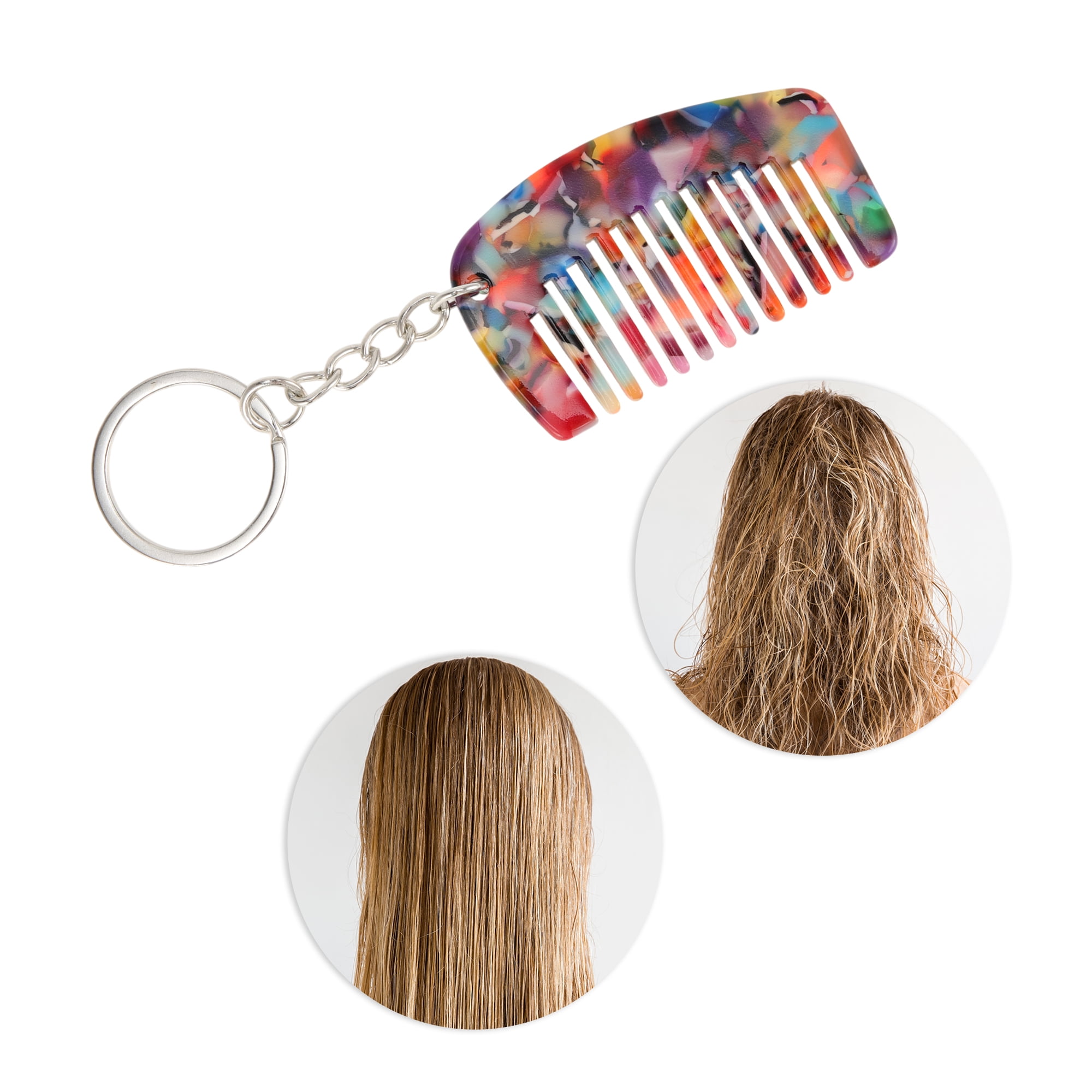 Unique Bargains 1 Pc Mini Keychain Hair Comb for Making hair Smooth Assorted Color