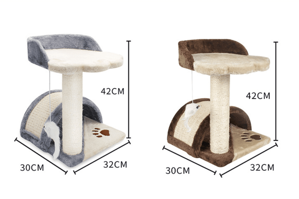 8 Side Eco-Friendly Sisal Rope & Cat Kitten Scratching Post Set with Brown Cat Bridges