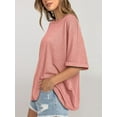 thumbnail image 4 of Oversized T Shirts for Women Short Sleeve Loose Fit Crewneck Summer Tops Casual Basic Rolled Sleeves Tee Shirt, 4 of 6