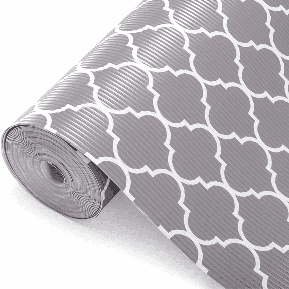 1 Pack Non-Adhesive Shelf Liner for Kitchen Cabinets, 11.8" x 118.1", Thick Non-Slip Drawer Liner, Waterproof Cabinet Mat, Strong Grip Shelf Protector for Cupboard Dresser, Gray