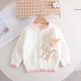 thumbnail image 3 of GYRATEDREAM Toddler Girls Crewneck Cardigan Sweaters Long Sleeve Kids Button Cotton School Uniform Knit Tops Outwear for 4-5Y White, 3 of 6