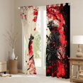 thumbnail image 3 of Manfei Ink Samurai Black Out Curtains for Boys Men, Pagoda Maple Curtains Pack of 2 (42x63 Each), Black Red White, 3 of 6